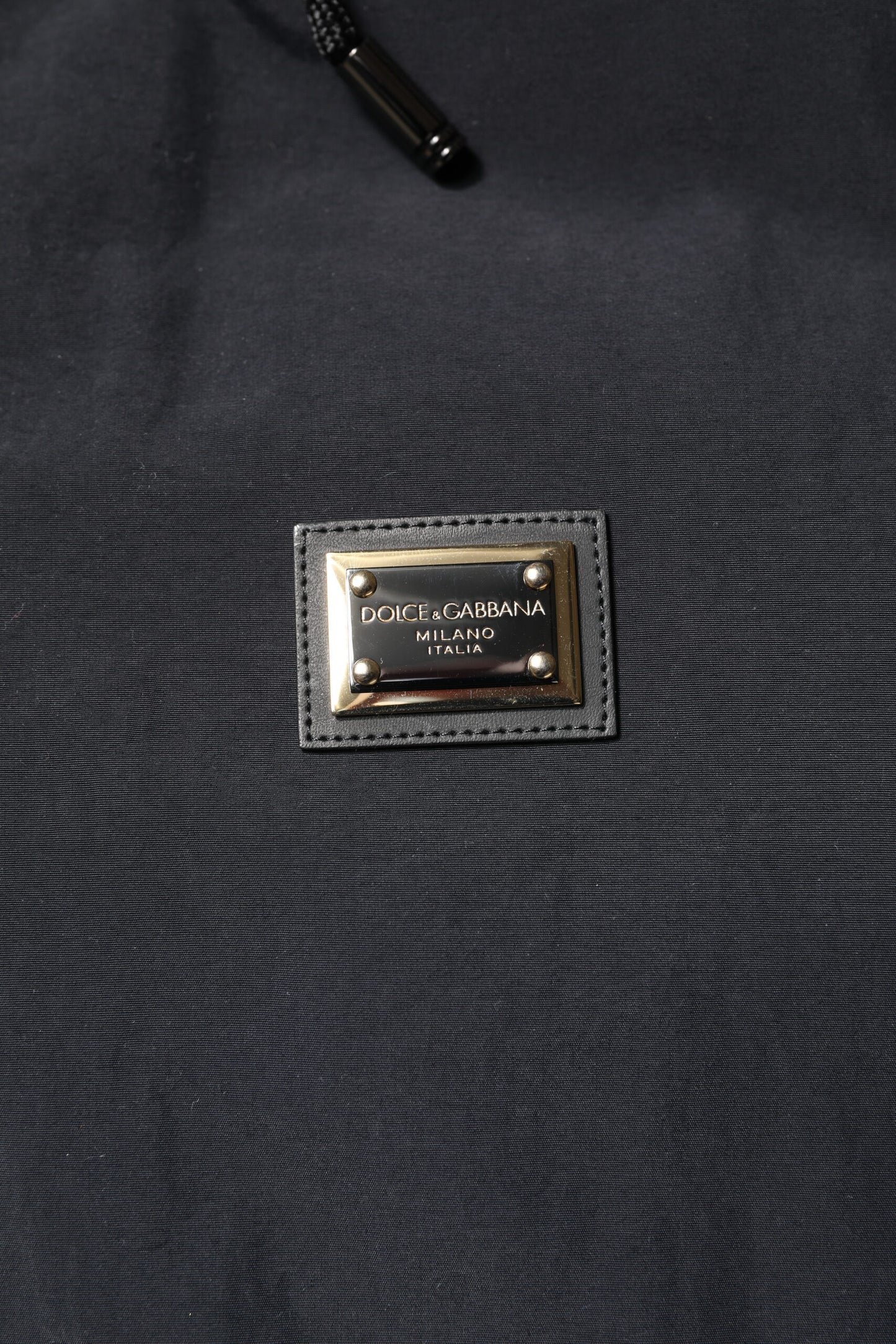 Dolce &amp; Gabbana – Parka aus schwarzem Nylon mit durchgehendem Reißverschluss und Kapuze