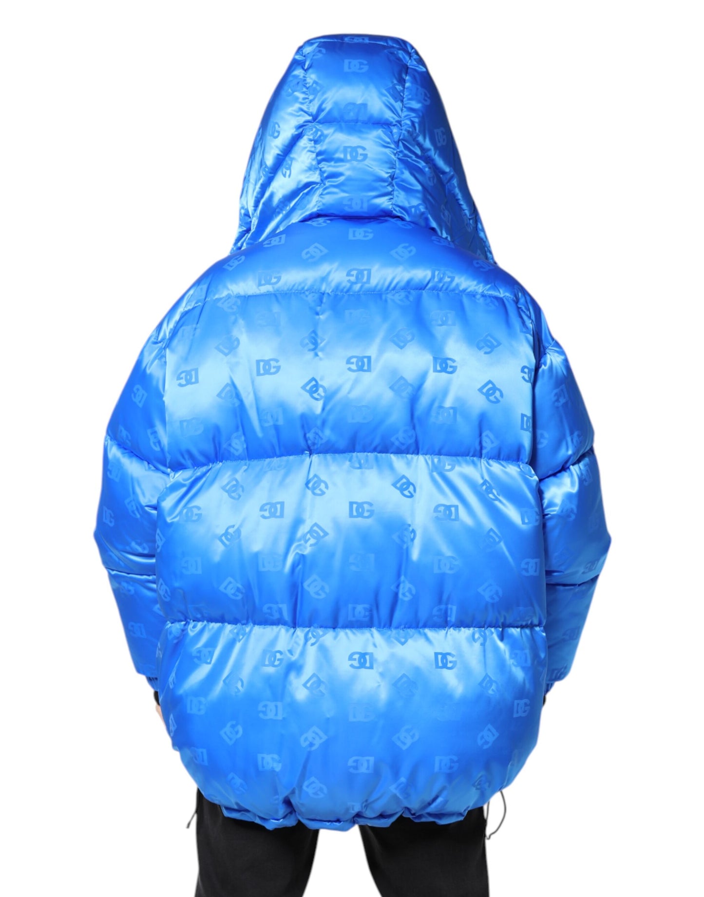 Dolce &amp; Gabbana – Blaue Steppjacke mit durchgehendem Reißverschluss und Kapuze