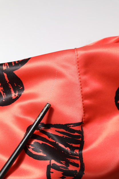 Dolce &amp; Gabbana – Orangefarbene Bomberjacke mit durchgehendem Reißverschluss für Herren mit DG-Herz