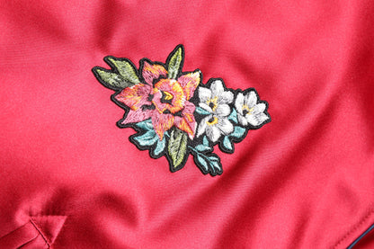 Dolce &amp; Gabbana – Bomberjacke mit durchgehendem Reißverschluss und Blumenaufnäher in Rot für Herren