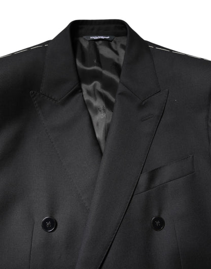 Dolce &amp; Gabbana Schwarzer MARTINI Zweireihiger Mantelblazer