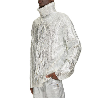 Balmain Brauner Rollkragenpullover aus Wolle für Herren