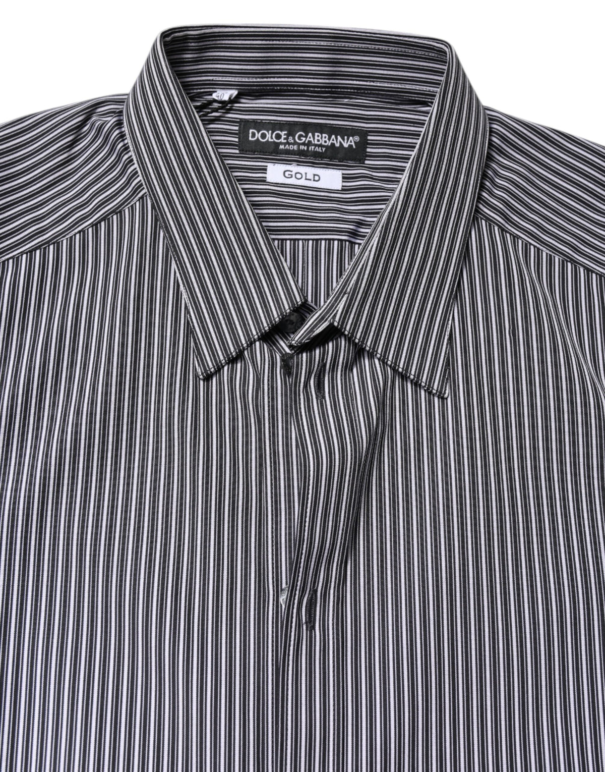 Dolce &amp; Gabbana Schwarz-Weiß gestreiftes GOLD-Formelles Hemd