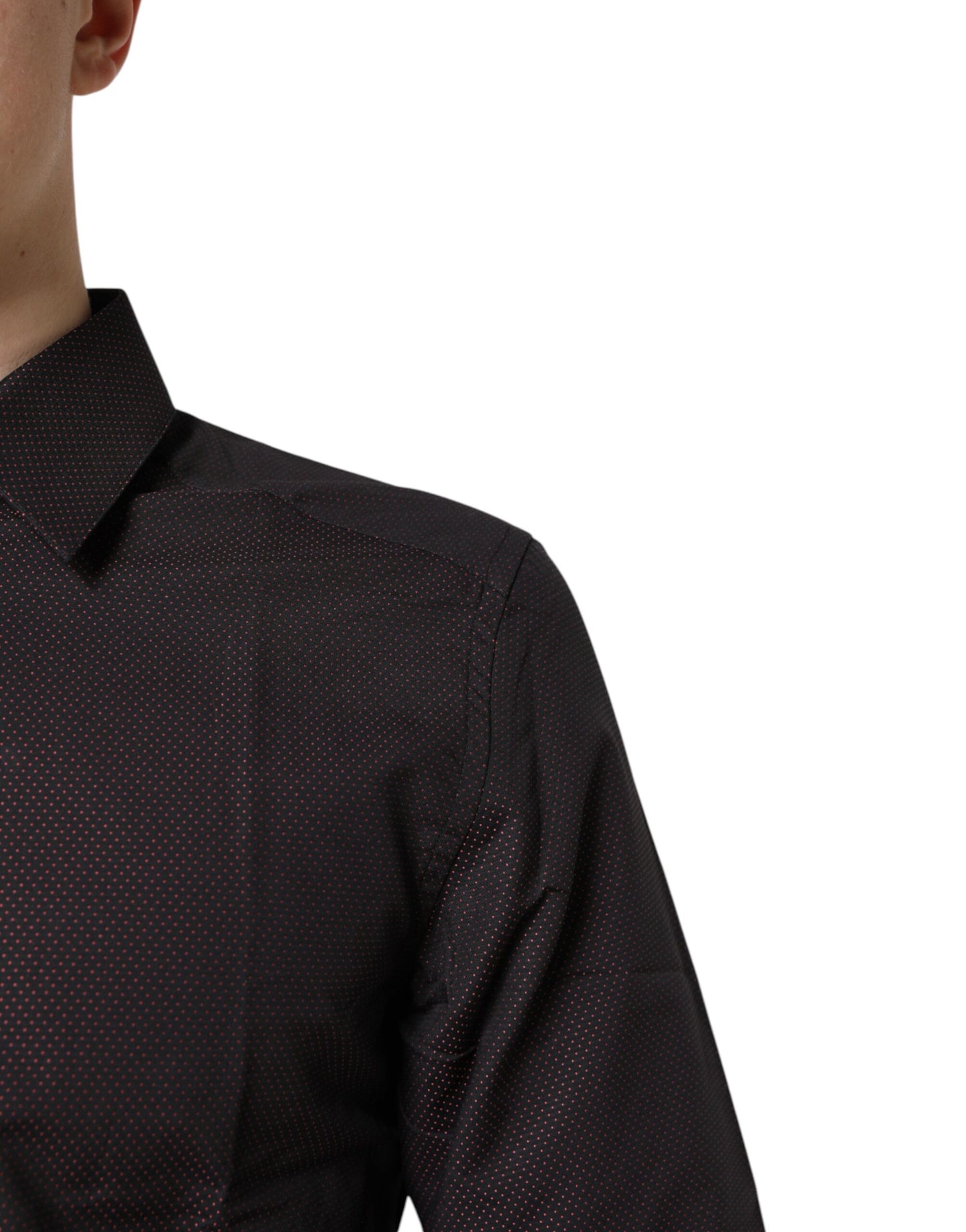 Dolce &amp; Gabbana Kastanienbraunes Jacquard-Baumwoll-GOLD-Herrenhemd