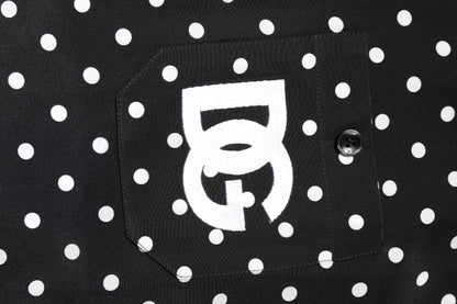Dolce &amp; Gabbana – Schwarzes, gepunktetes, kurzärmliges Freizeithemd