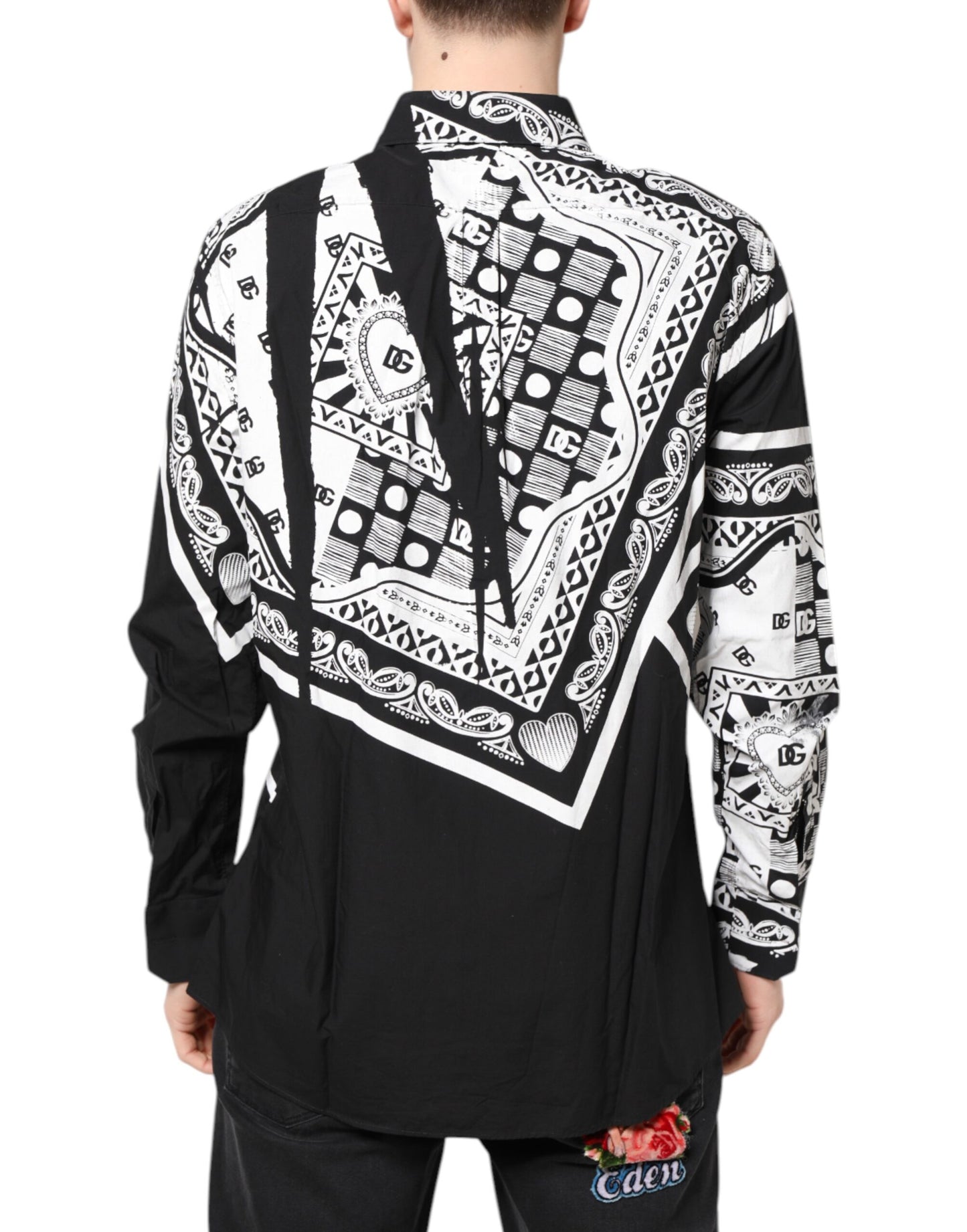 Dolce &amp; Gabbana Schwarz-Weißes Bandana MARTINI Herrenhemd