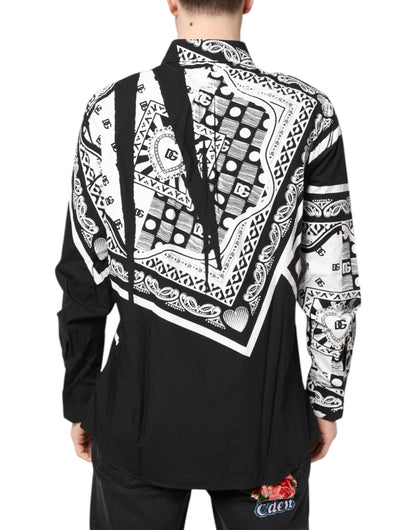 Dolce &amp; Gabbana Schwarz-Weißes Bandana MARTINI Herrenhemd