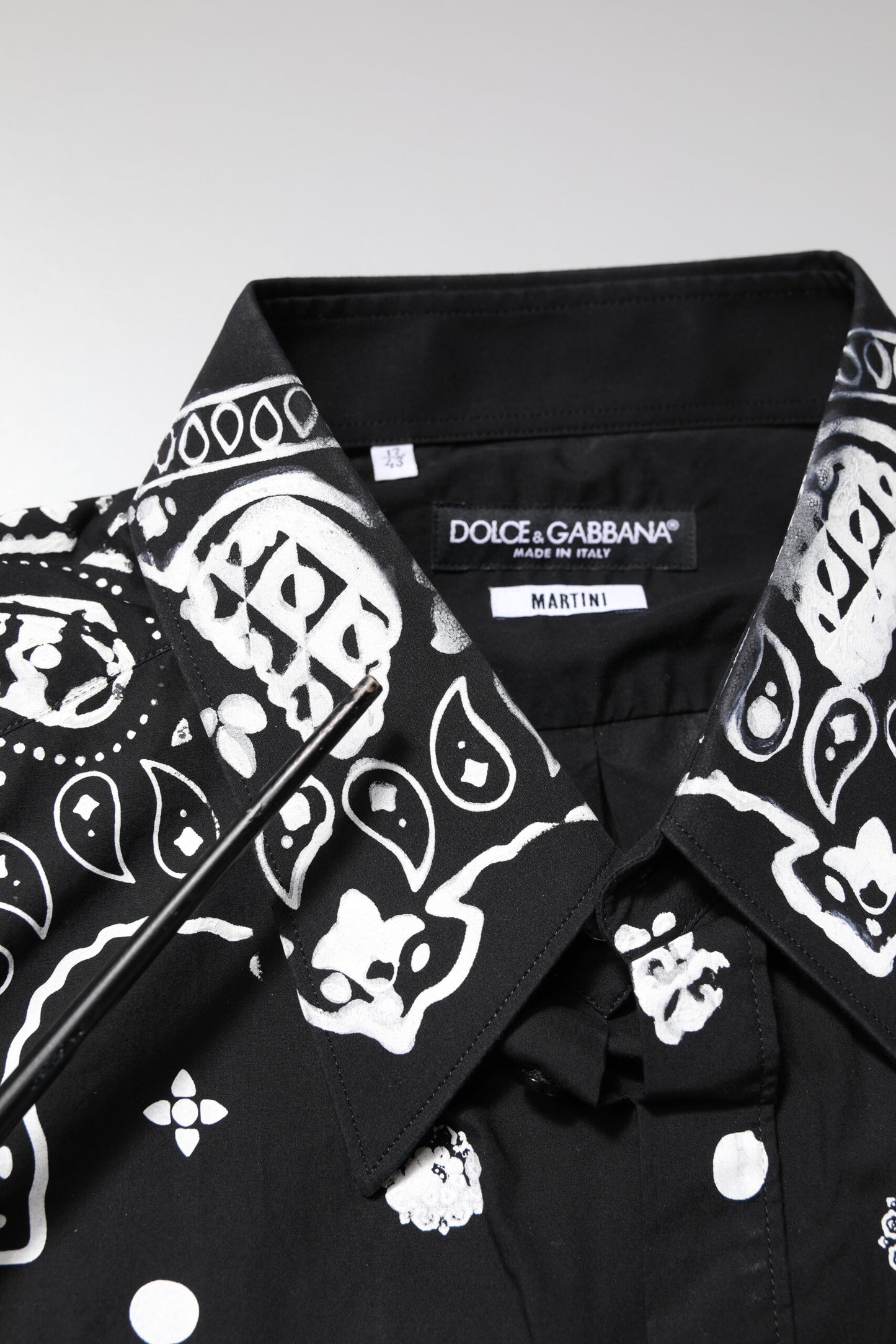 Dolce &amp; Gabbana Schwarz-Weißes Bandana MARTINI Herrenhemd