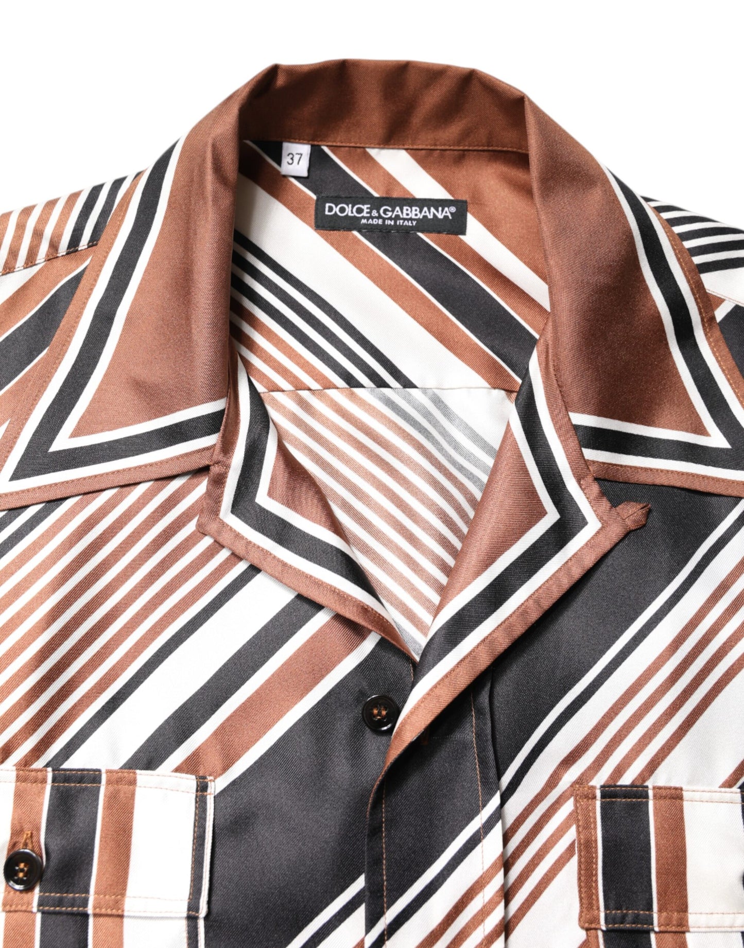 Dolce &amp; Gabbana – Mehrfarbig gestreiftes Seidenhemd mit kurzen Ärmeln