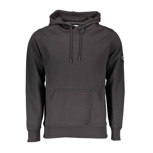 Calvin Klein Schwarzer Herrenpullover aus Baumwolle mit Mitteltasche und Kapuze