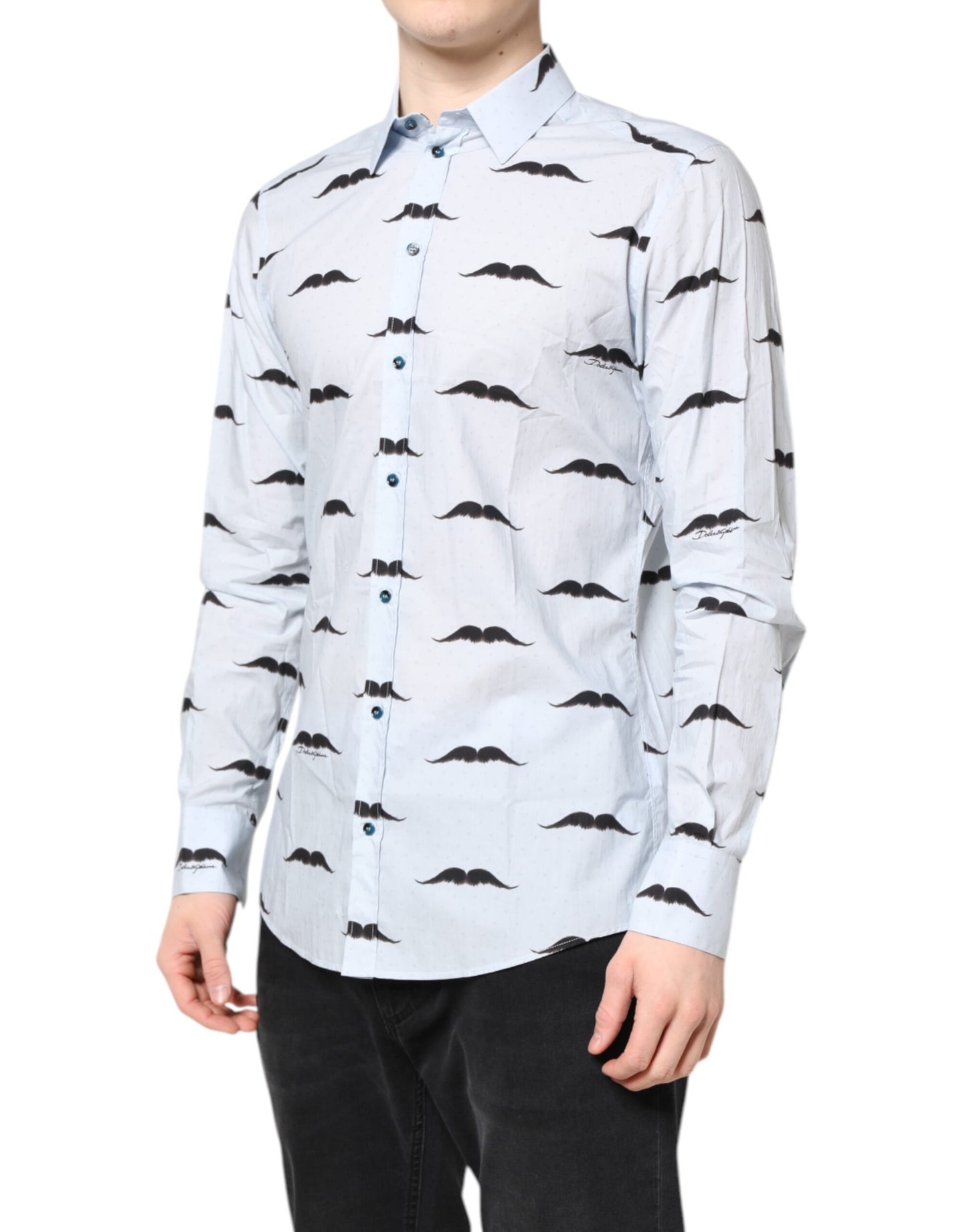 Dolce &amp; Gabbana Hellblaues MARTINI-Hemd aus Baumwolle