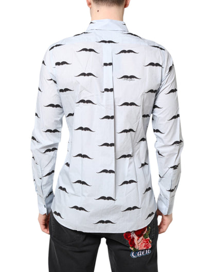 Dolce &amp; Gabbana Hellblaues MARTINI-Hemd aus Baumwolle