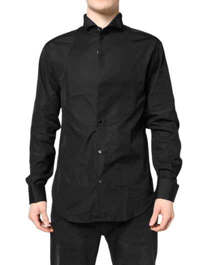 Emporio Armani – Schwarzes, langärmliges formelles Hemd aus Baumwolle