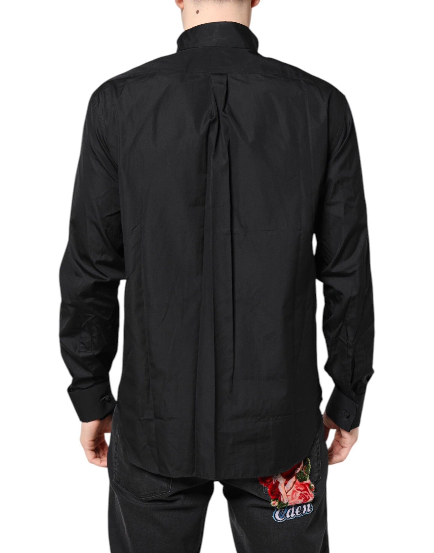 Emporio Armani – Schwarzes, langärmliges formelles Hemd aus Baumwolle