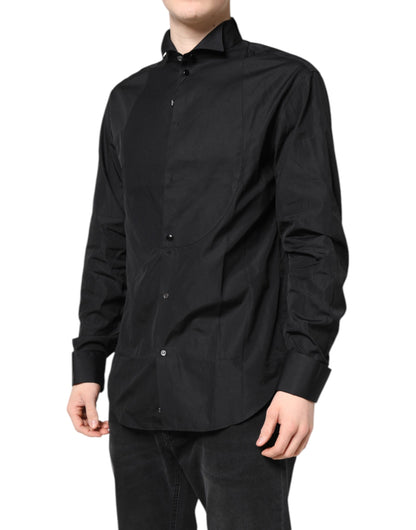Emporio Armani – Schwarzes, langärmliges formelles Hemd aus Baumwolle