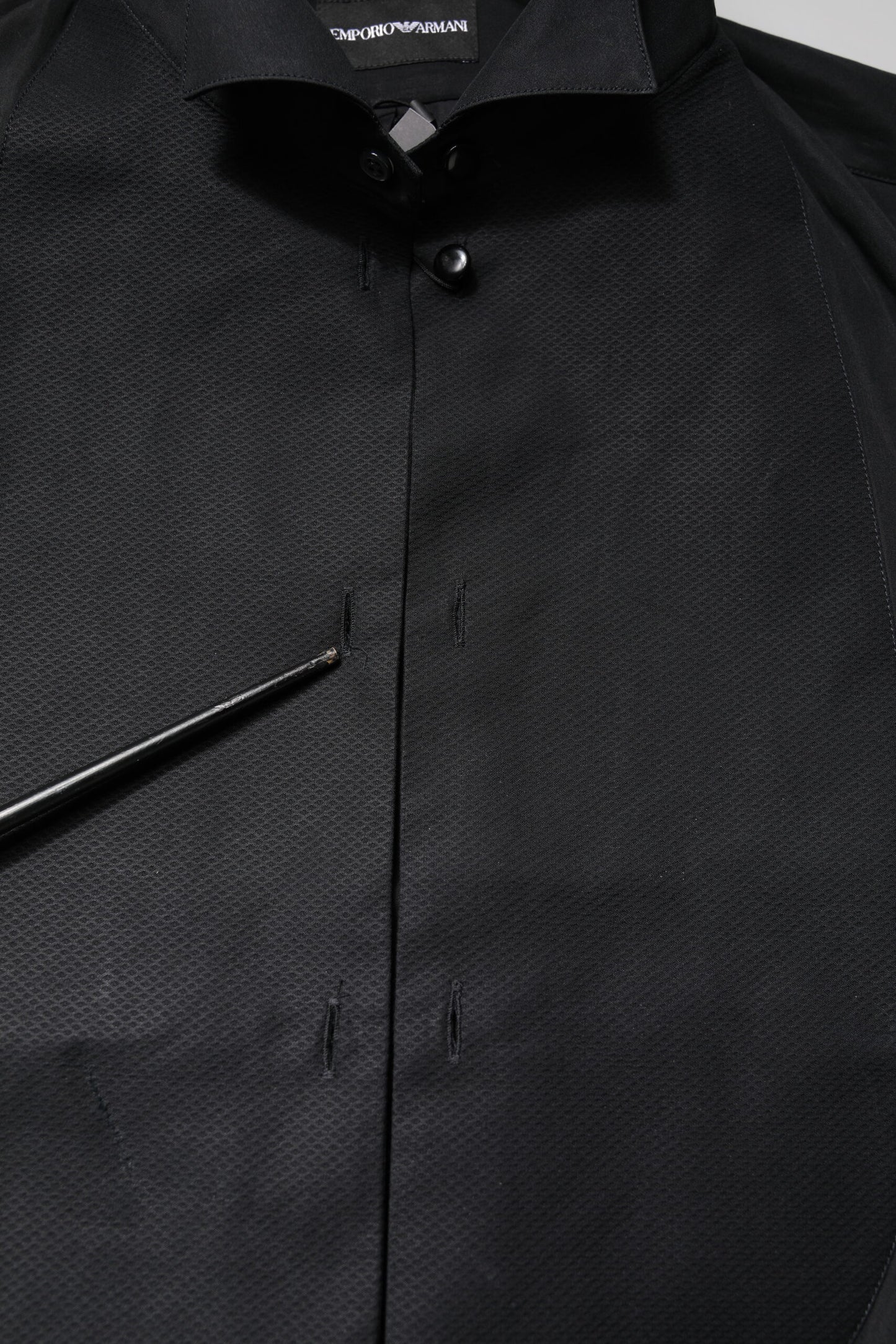 Emporio Armani – Schwarzes, langärmliges formelles Hemd aus Baumwolle