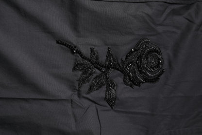 Dolce & Gabbana Black Floral Gold Cotton Dress Formal Shirt