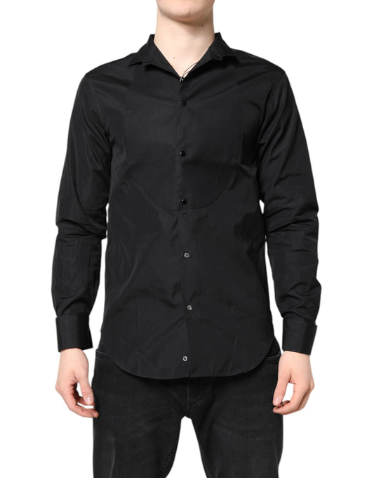 Emporio Armani Herren Hemd mit langen Ärmeln, Baumwolle, Schwarz