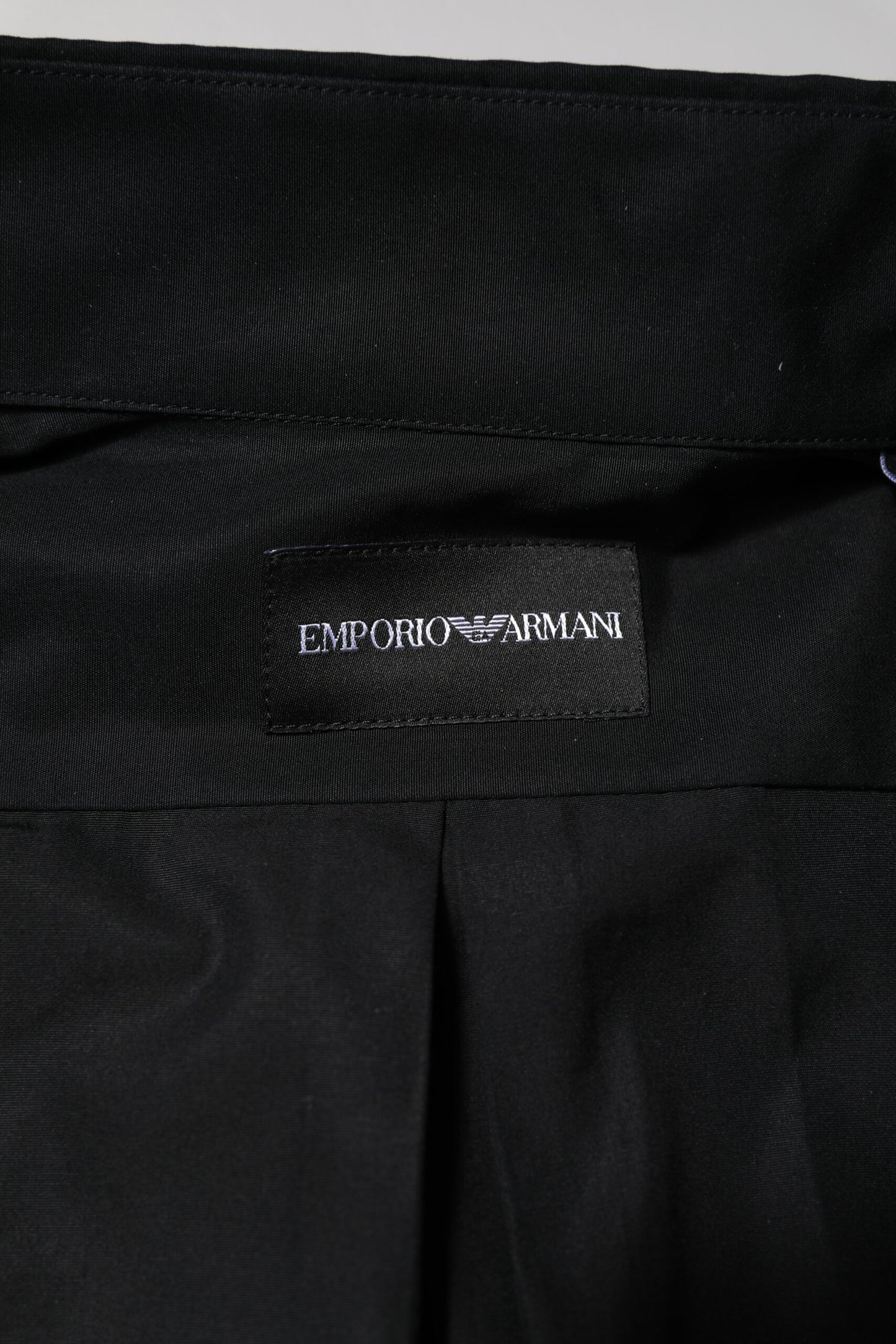 Emporio Armani Herren Hemd mit langen Ärmeln, Baumwolle, Schwarz