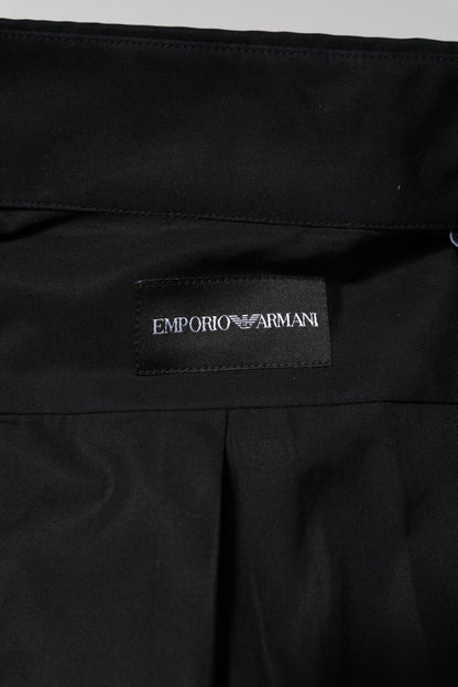 Emporio Armani Herren Hemd mit langen Ärmeln, Baumwolle, Schwarz