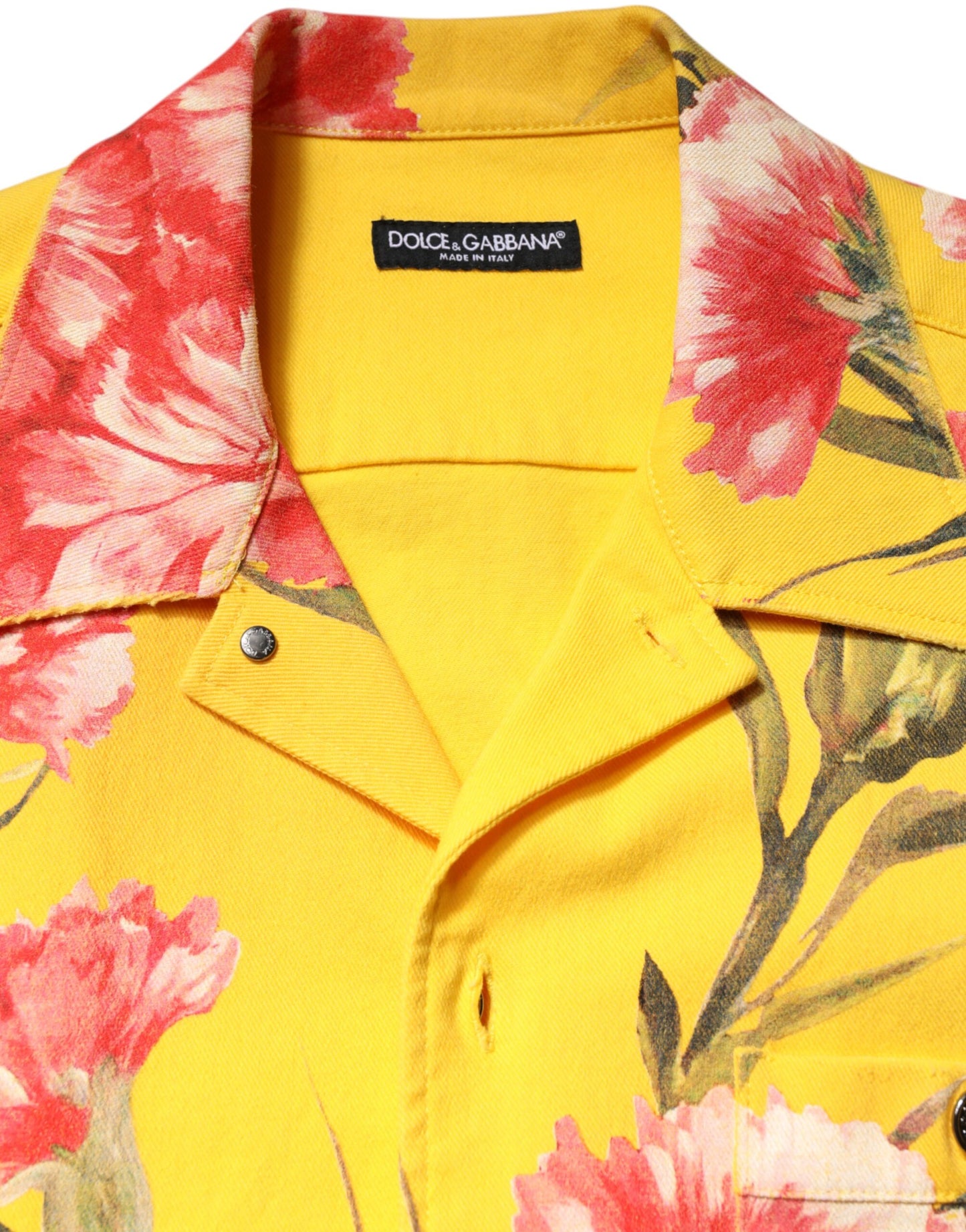 Dolce &amp; Gabbana Gelbes Blumenhemd für Herren mit Button-Down-Kragen