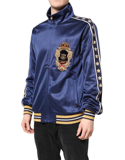 Dolce &amp; Gabbana – Blauer Bomberpullover mit Logo-Patch aus Nylon für Herren