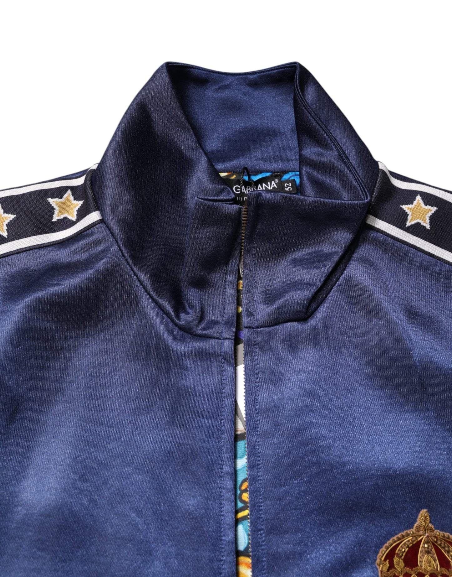 Dolce &amp; Gabbana – Blauer Bomberpullover mit Logo-Patch aus Nylon für Herren