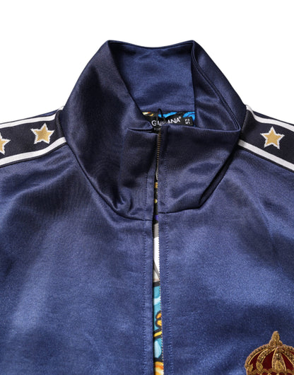 Dolce &amp; Gabbana – Blauer Bomberpullover mit Logo-Patch aus Nylon für Herren