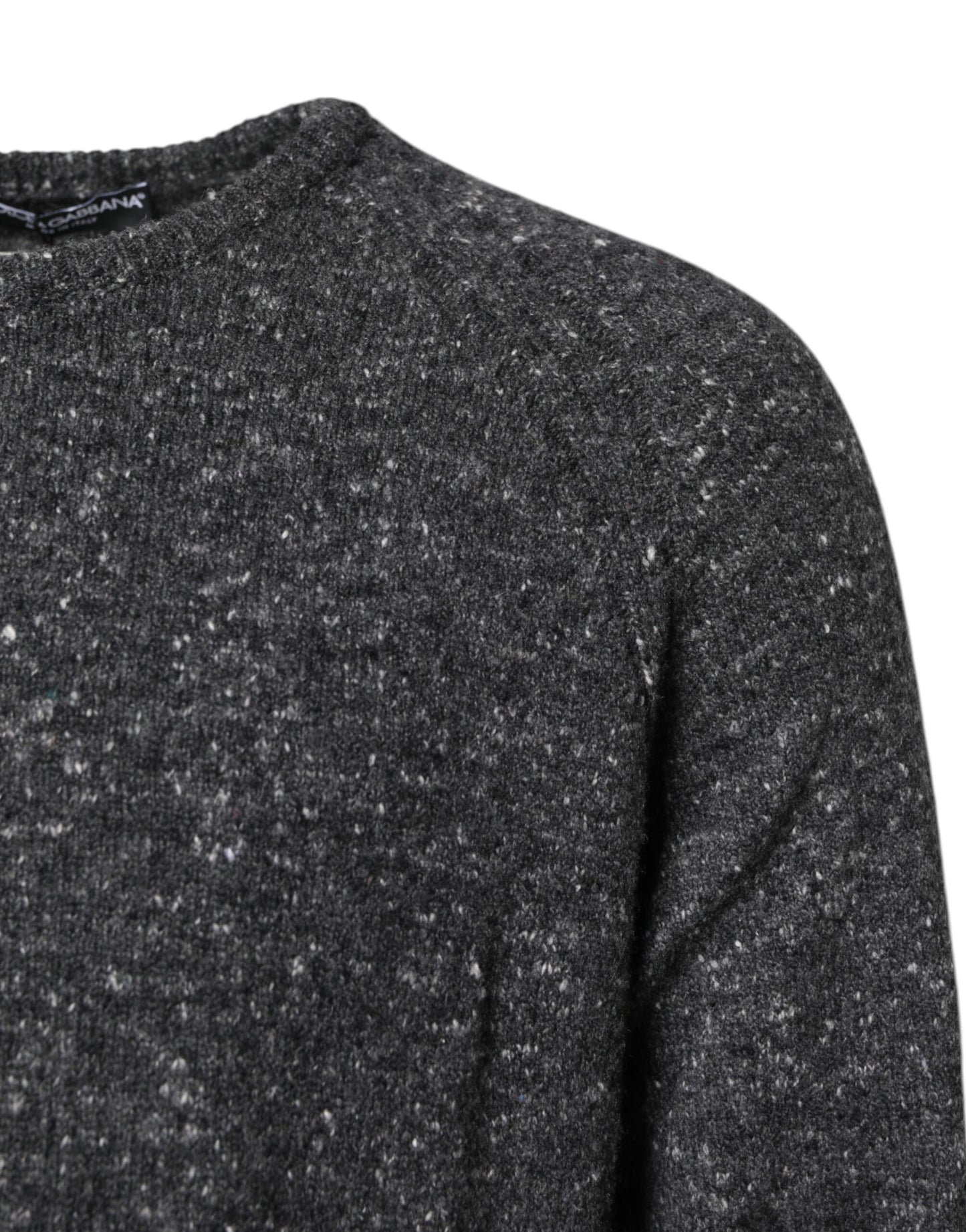 Dolce &amp; Gabbana Grauer Wollstrickpullover mit Rundhalsausschnitt