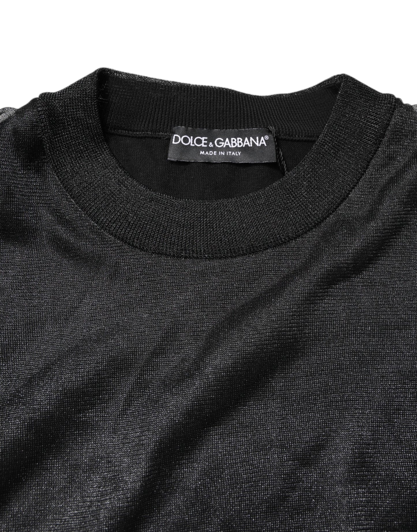 Dolce &amp; Gabbana – Schwarzer Strickpullover mit Rundhalsausschnitt und Logo