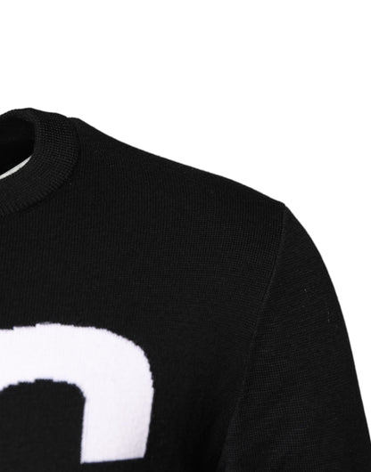 Dolce &amp; Gabbana – Schwarz-weißer Strickpullover mit Logo-Print