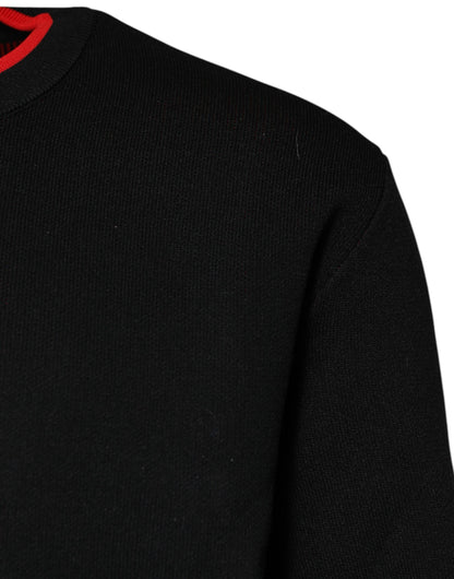 Dolce & Gabbana Black Nylon DGLogo Knit Men Pullover Sweater