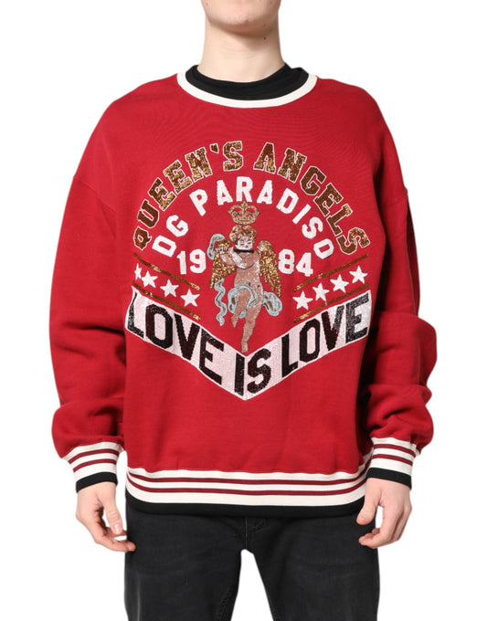 Dolce &amp; Gabbana Roter Pailletten-Strickpullover