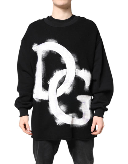 Dolce &amp; Gabbana – Schwarzer Pullover mit Logo-Print aus Baumwolle für Herren