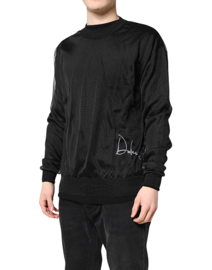 Dolce &amp; Gabbana – Schwarzer Strickpullover mit Rundhalsausschnitt und Logo