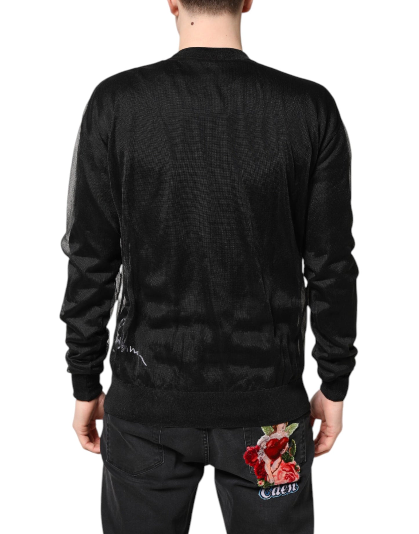 Dolce &amp; Gabbana – Schwarzer Strickpullover mit Rundhalsausschnitt und Logo