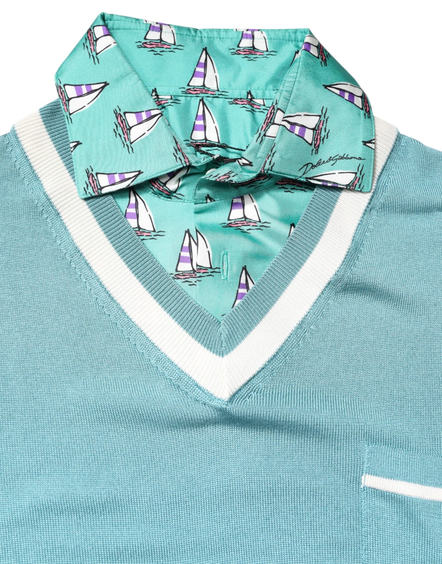 Dolce &amp; Gabbana – Grünes, bedrucktes, kurzärmliges T-Shirt mit Kragen