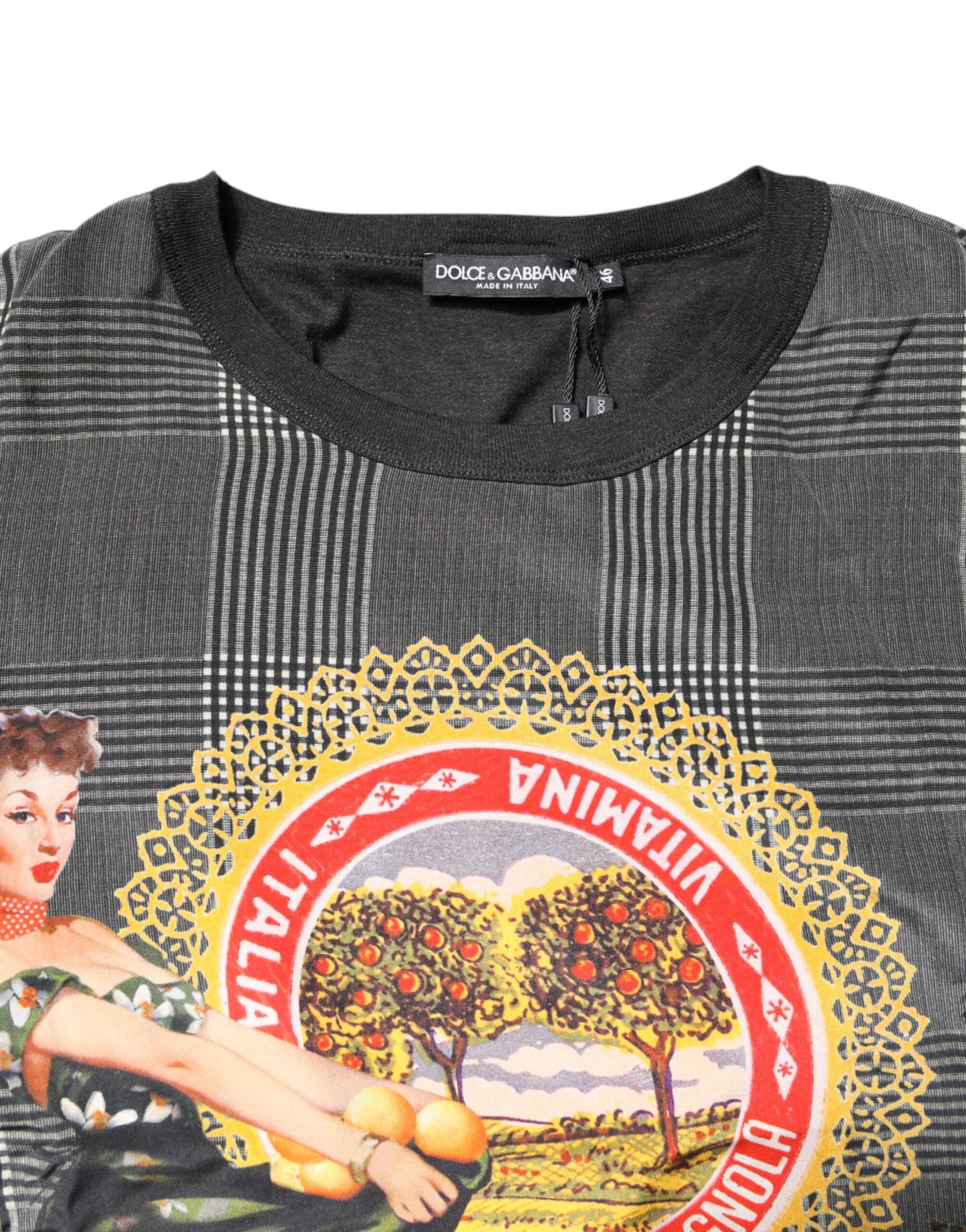 Dolce &amp; Gabbana – Kurzärmliges T-Shirt mit Grafikdruck in Schwarz und Weiß