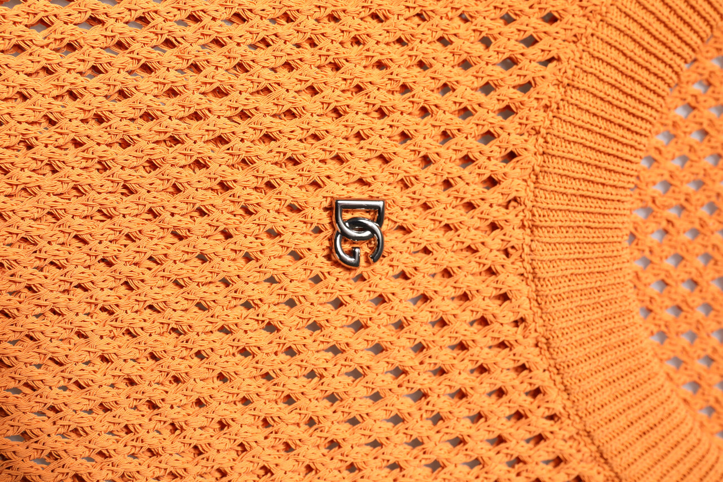 Dolce &amp; Gabbana – Orangefarbenes, ärmelloses T-Shirt aus Kaschmir mit Rundhalsausschnitt