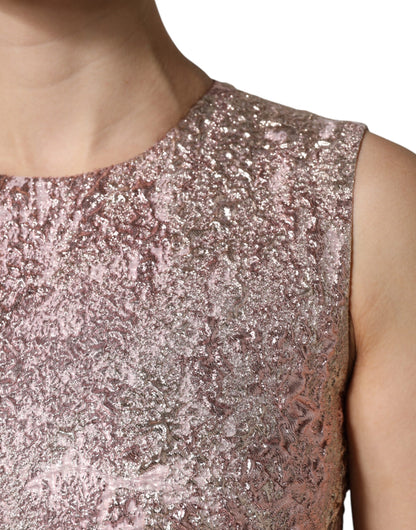 Dolce &amp; Gabbana – Ärmelloses Mini-Etuikleid aus Jacquard in Rosa