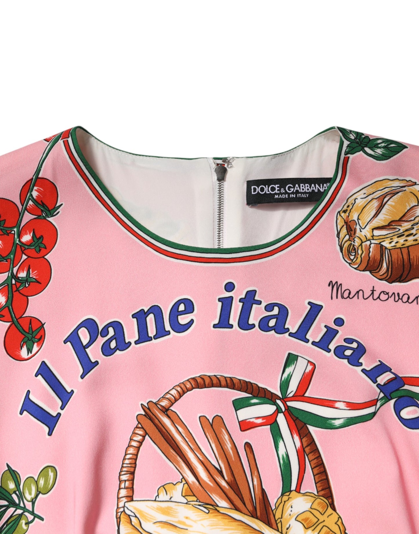 Dolce &amp; Gabbana – Figurbetontes Midikleid mit Gebäck-Print in Rosa