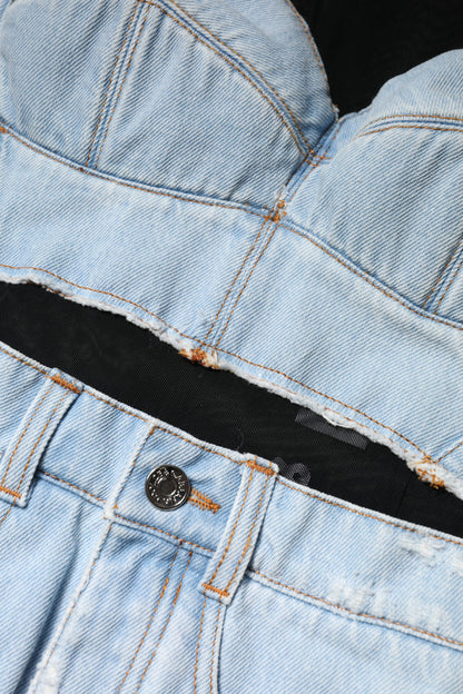 Dolce &amp; Gabbana – Schwarz-blaues, langärmliges Jeans-Minikleid