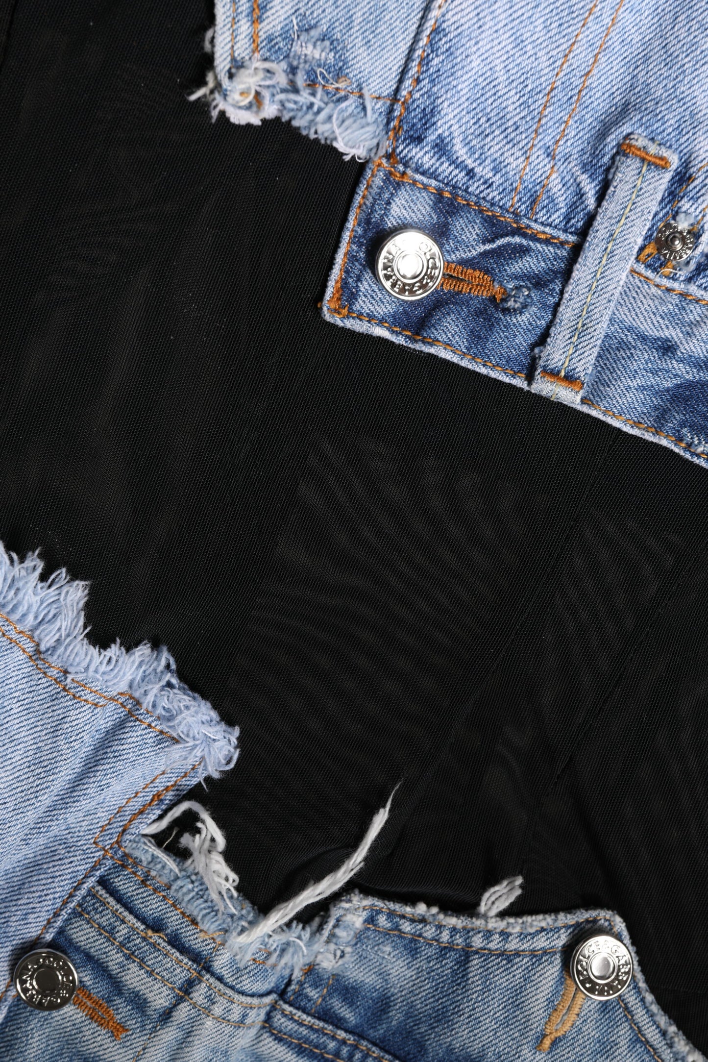 Dolce &amp; Gabbana Schwarz-blaues ärmelloses Jeans-Minikleid