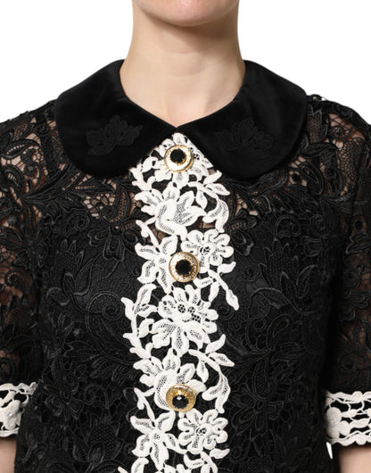 Dolce &amp; Gabbana – Schwarzes Minikleid mit Blumenspitze