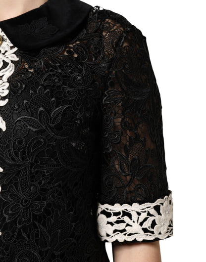 Dolce &amp; Gabbana – Schwarzes Minikleid mit Blumenspitze