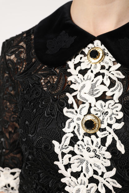 Dolce &amp; Gabbana – Schwarzes Minikleid mit Blumenspitze