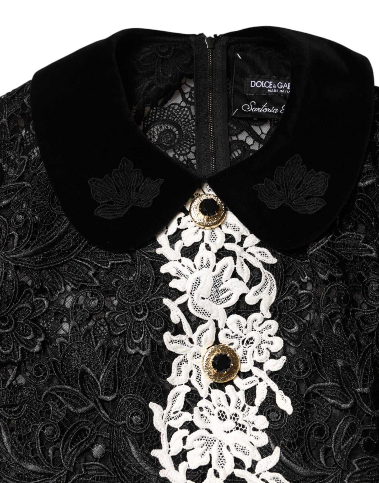Dolce &amp; Gabbana – Schwarzes Minikleid mit Blumenspitze