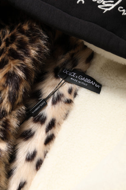 Dolce &amp; Gabbana – Schwarze, bestickte Kapuzenjacke mit durchgehendem Reißverschluss