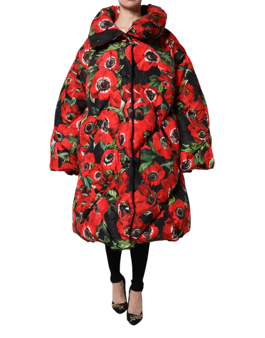 Dolce & Gabbana – Wattierte Jacke mit durchgehendem Reißverschluss und mehrfarbigem Blumenmuster