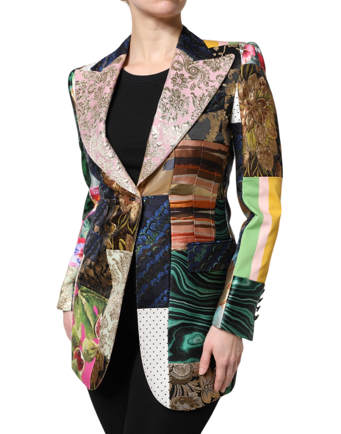 Dolce &amp; Gabbana – Mehrfarbige Jacquardjacke mit floralem Patchwork